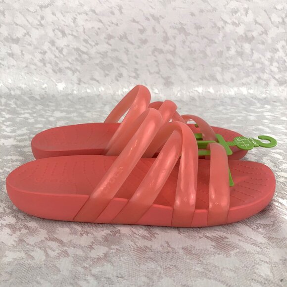 Crocs Splash Glossy Strappy Neon Watermelon Women’s Slip-On Sandals Size 5 NWT - Picture 7 of 15